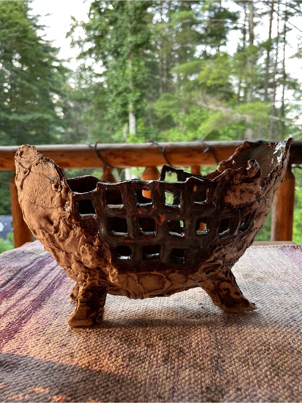 Handcrafted Brown Ceramic Decorative Bowl - Rustic Home Art